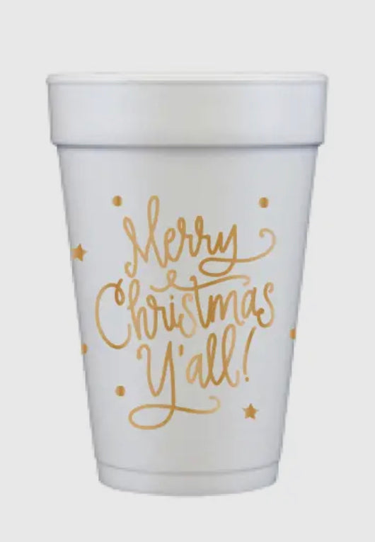 Merry Christmas Y’all Styrofoam Cups